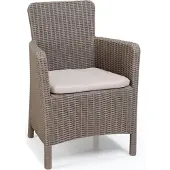 Allibert by KETER Allibert Rattansessel Trenton + Kissen, Farbe Cappuccino