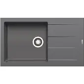 Pyramis Spüle ATHLOS 86x50 PLUS in IRON GREY mit Excenterbedienung / Granitspüle / Steinspüle / Ausschnitt 840 x 480 mm