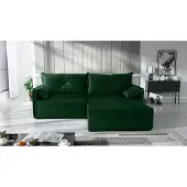Fun-Möbel Ecksofa mit Schlaffunktion HUNTER XS in Stoff Royal Grün Ottomane Rechts