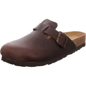 Rohde Herren Clog Pantolette Leder Schnalle bequem Grado 6698, Größe:40 EU, Farbe:Braun