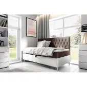 Fun-Möbel Boxspringbett Gästebett Kinderbett FINJA Nr.2 90x200cm Weiss-Braun