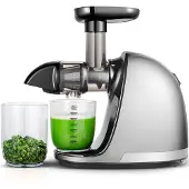 Amzchef Entsafter für Gemüse und Obst, Slow Juicer, Saftpresse Elektrisch, BPA Frei, Leicht zu Reinigen, Grau