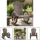 The Living Store Adirondack-Schaukelstuhl Massivholz Tanne