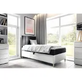 Fun-Möbel Boxspringbett Gästebett Kinderbett HELVI Nr.1 100x200cm Weiss-Schwarz