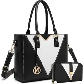 Sonstiges Miss Lulu Handtasche Damen V-förmig Schwarz mit abnehmbarem Schultergurt