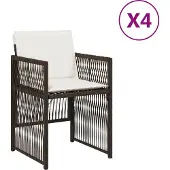 Syfax Gartenstühle mit Kissen 4 Stk. Braun Poly Rattan