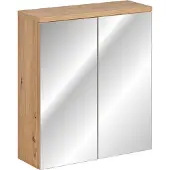 Fun-Möbel Badezimmer Spiegelschrank klein inkl. LED KONA Weiss Artisan Eiche