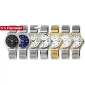 Just Edelstahl Herrenarmbanduhr mit Zugarmband, 3-Zeiger, Datumsanzeige