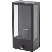 LINDBY Außenwandleuchte Ilana, schwarz, Sensor, IP44, E27