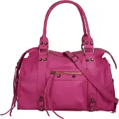 Forty Shopper "Damen echt Leder, Made in Italy", Damen, Gr. B/H/T: 38cm x 25cm x 14cm onesize, pink, Leder, leicht glänzend, unifarben, Taschen Shopper, echt Leder, Made in Italy