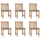 Syfax Gartenstühle 6 Stk. mit Kissen Massivholz Teak