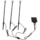 LINDBY LED-Solarleuchte Freydis, 3er-Set, schwarz, 2.000 K