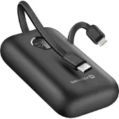 Swissten , Externer Akku 10000mAh Integrierte USB-C Lightning-Kabel LED-Anzeige, Schwarz