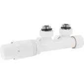 LuxeBath Ventil-Armaturen Set Multiblock, Weiß, Eckform inkl. Thermostatkopf mit Mittelanschluss