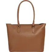 Cluty Damen Shopper aus 100% Rindleder cognac, A4-geeignet, 30x40x12 cm (HxBxT)