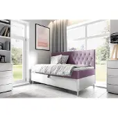 Fun-Möbel Boxspringbett Gästebett Kinderbett FINJA Nr.2 80x200cm Weiss-Rosa
