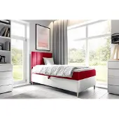 Fun-Möbel Boxspringbett Gästebett Kinderbett HELVI Nr.1 100x200cm Weiss-Rot