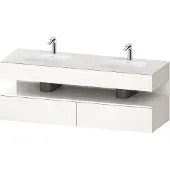 Duravit Collection One Einbauwaschtisch mit Konsolenwaschtischunterbau, 1600x550x600mm, Nische Weiß hochglänzend, Doppelwaschtisch, QA4797022840010, Farbe: Weiß Supermatt/mit Nischenbeleuchtung