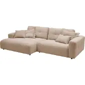 KAWOLA Sofa MIKA Ecksofa XL Cord taupe Longchair links