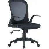 Dmora Bürostuhl Wellington, Chefsessel aus Mesh mit Armlehnen, Ergonomischer Sitz mit klappbaren Armlehnen, 60x59h86/96 cm, Schwarz