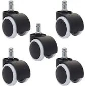 Mendler 5er-Set Hartbodenrollen HWC-H86, Bürostuhl-Rollen Stuhlrollen, 150kg belastbar Ø 11mm weiß
