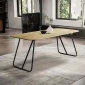 Lomadox Esstisch 160x90cm mit runder Kante, Wildeiche massiv geölt, Metallfußgestell, TISDALE-69