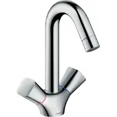 Hansgrohe Zweigriff-Waschtischmischer Logis, Ausladung 145 mm, mit Zugstange, chrom - 71222000