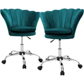 ML-Design | 2er-Set Schreibtischstühle Tulin Samt Grün Samt 62x90x63 cm | NADUVI