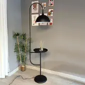 Bamyum Moderne Stehlampe aus Metall mit E27, Schwarz Verstellbarer Lampenschirm
