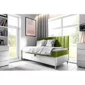 Fun-Möbel Boxspringbett Gästebett Kinderbett HELVI Nr.2 90x200cm Weiss-Grün