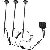 LINDBY LED-Solarleuchte Lyris, 3er-Set, schwarz, Alu, 3.000K