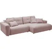 KAWOLA Sofa MIKA Ecksofa XL Cord rosa Longchair rechts