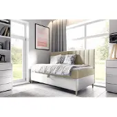 Fun-Möbel Boxspringbett Gästebett Kinderbett HELVI Nr.2 90x200cm Weiss-Beige