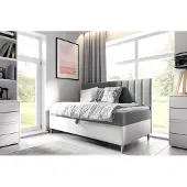 Fun-Möbel Boxspringbett Gästebett Kinderbett HELVI Nr.2 90x200cm Weiss-Grau