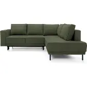 Selsey Ecksofa Rodario mit Schlaffunktion, Easy-Clean-Veloursbezug in OlivgrŸn, rechtsseitig