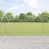 Syfax Geschweißter Drahtzaun mit Betonsockel 25 x 1,2 m Silber Netz