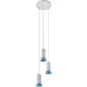 LINDBY Hängeleuchte Kerimi, Keramik, creme/blau, 3-flammig,