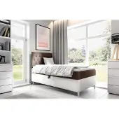 Fun-Möbel Boxspringbett Gästebett Kinderbett FINJA Nr.1 100x200cm Weiss-Braun