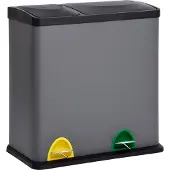 SVITA TC2Combo35 Mülleimer grau Stahl Abfalleimer Mülltrennung (12l + 23l) Papierkorb