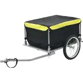 Syfax Fahrradanhänger Schwarz und Gelb 65 kg