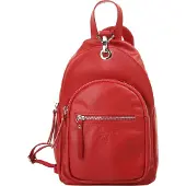 Samantha Look Cityrucksack , Damen, Gr. B/H/T: 28cm x 18cm x 10cm, onesize, rot, Leder, Rindsleder, beschichtet, leicht glänzend, Rucksäcke Cityrucksack, echt Leder, Made in Italy