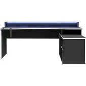 Forte Gamingtisch "Tezaur", schwarz, B:200cm H:91,1cm T:125,4cm, Tische, Gamingtisch, mit RGB-Beleuchtung, Breite 200 cm, Eckschreibtisch