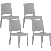 Beliani Gartenstühle im 4er Set Hellgrau Rattanoptik Outdoor Balkon