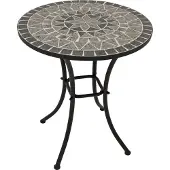 Degamo Bistrotisch Gartentisch Mosaiktisch SIENA 60cm rund, Eisen schwarz und MosaikNachbildung grau