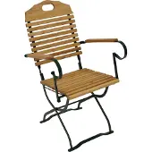 Degamo Gartensessel BAD TÖLZ Flachstahl grün + Holz Robinie, klappbar Armlehnen