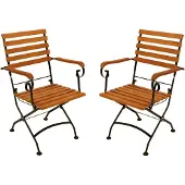 Degamo Gartensessel HOFGARTEN klappbar, Flachstahl schwarz Holz Eukalyptus, 2 St