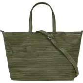 Samantha Look Shopper , Damen, Gr. B/H/T: 37cm x 30cm x 14cm onesize, grün (dunkelgrün), Leder, leicht glänzend, unifarben, Taschen Shopper, echt Leder, Made in Italy