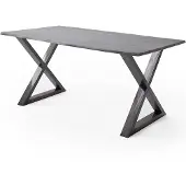 Lomadox Esszimmer Tisch 160x90 cm, Akazie massiv, grau sandgestrahlt - COSENZA-06