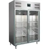 Saro Gastro Gewerbekühlschrank mit 2 Glastüren - Umluft, Edelstahl, 2/1 GN