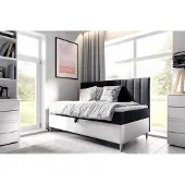 Fun-Möbel Boxspringbett Gästebett Kinderbett HELVI Nr.2 80x200cm Weiss-Schwarz